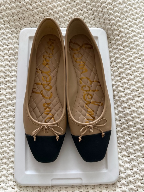 Sam Edelman Shoes - Sam Edelman Two-Tone Beige and Black Square-Toe Ballet Flats